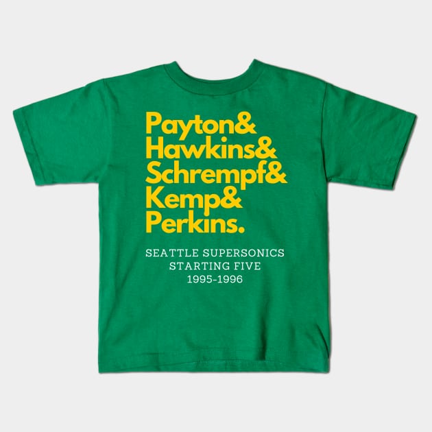 1995-1996 Seattle Supersonics Starting Five Kids T-Shirt by capognad